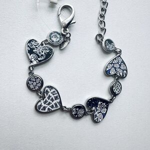 Viva Beads Blue & White Heart Bracelet Handmade Clay Beaded NWT